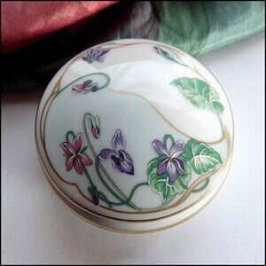 Signed Castel Limoge 22kt Gold Orchid Vintage Trinket Jewelry Box